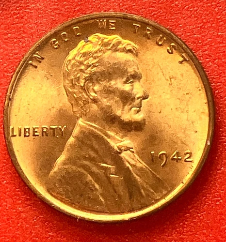 1942-P Lincoln Wheat Cent Penny GEM RED BU From an Original Bank Roll