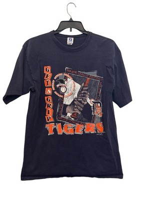 Vintage 1994 Detroit Tigers ''Get A Grip'' Logo 7 MLB T-Shirt Navy 100% Cotton