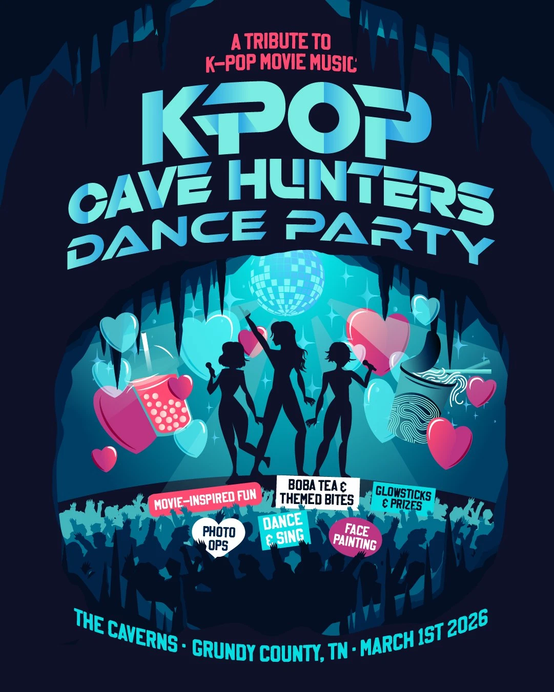 K-Pop Hunters The Caverns Mar 1 2026 Tour Poster