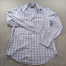 Banana Republic Mens Shirt Purple Plaid Slim Fit Non Iron Casual Button Down M