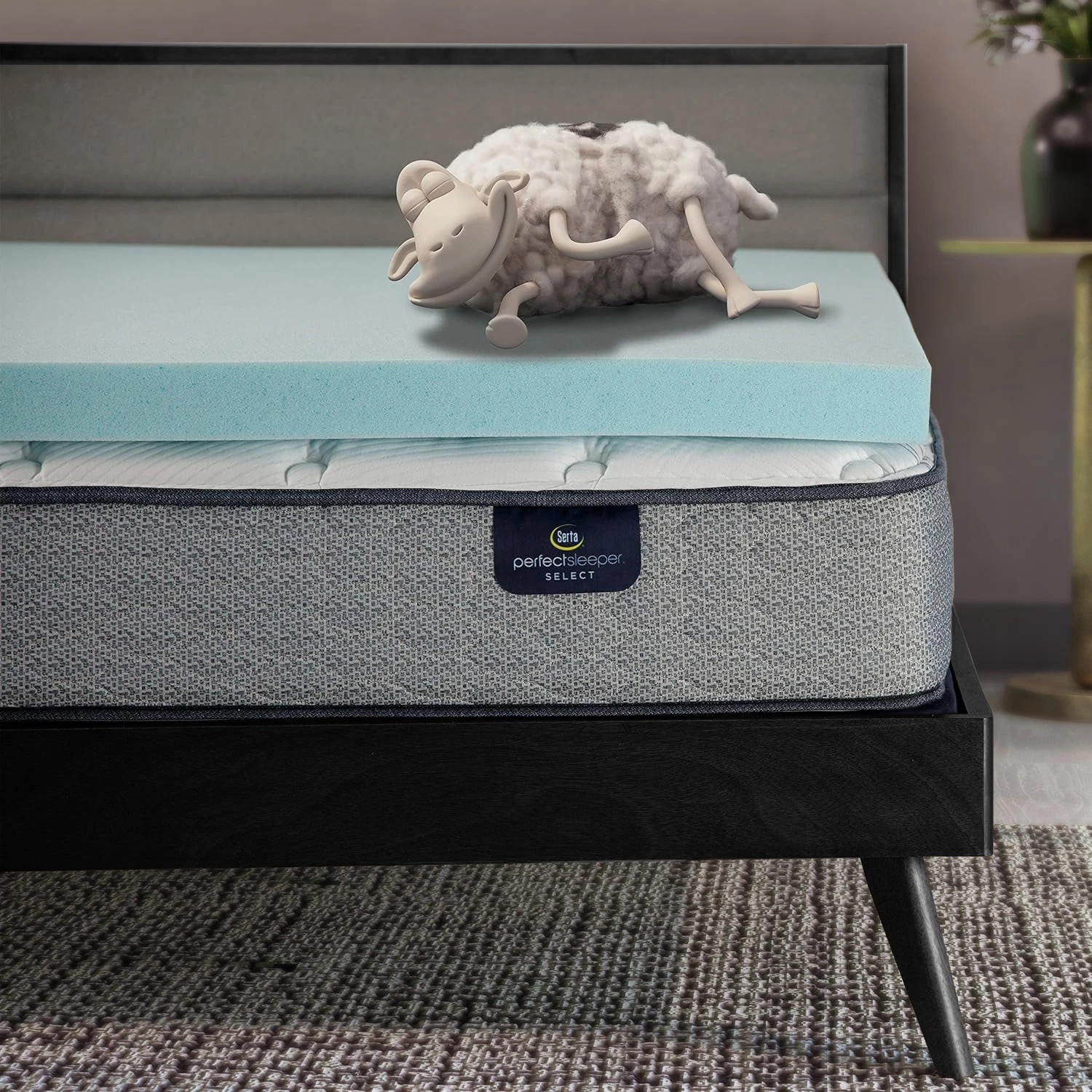 Serta Thermagel 3 Cooling Memory Foam Mattress Topper, Twin-XL, Blue