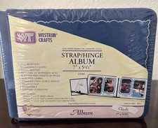 Westrim Crafts 7  x5.5  Strap Hinge Photo Album Cloth Bright Blue NEW