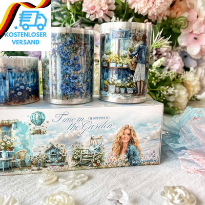 Scrapbooking Zubehör Stickers Set, 3 Rolls Pre-Cut PET Blumen Washi Tape Sticker