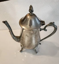 Silverplate Pouring Pitcher - Lidded -1 Quart Capacity - Vintage Floral Trim