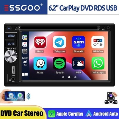 6.2'' 2 DIN Carplay Android Auto Stereo Radio CD DVD Player Bluetooth FM AM CAM