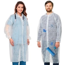Disposable Lab Coats XX-Large - Pack of 10 White Splash-Proof Plastic Lab Coats