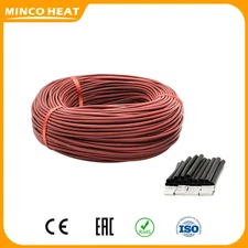 Minco Heat 12K 5-200 Meter 33 Ohm/M Carbon Fiber Heating Cable Infrared Hot Floor Red 