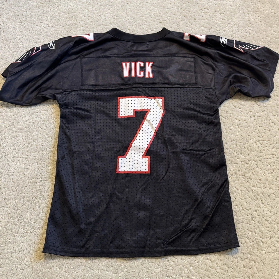 Camiseta deportiva negra para fanáticos de fútbol americano de la NFL Michael Vick # 7 Atlanta Falcons Youth M Reebok Foto 4 de 4