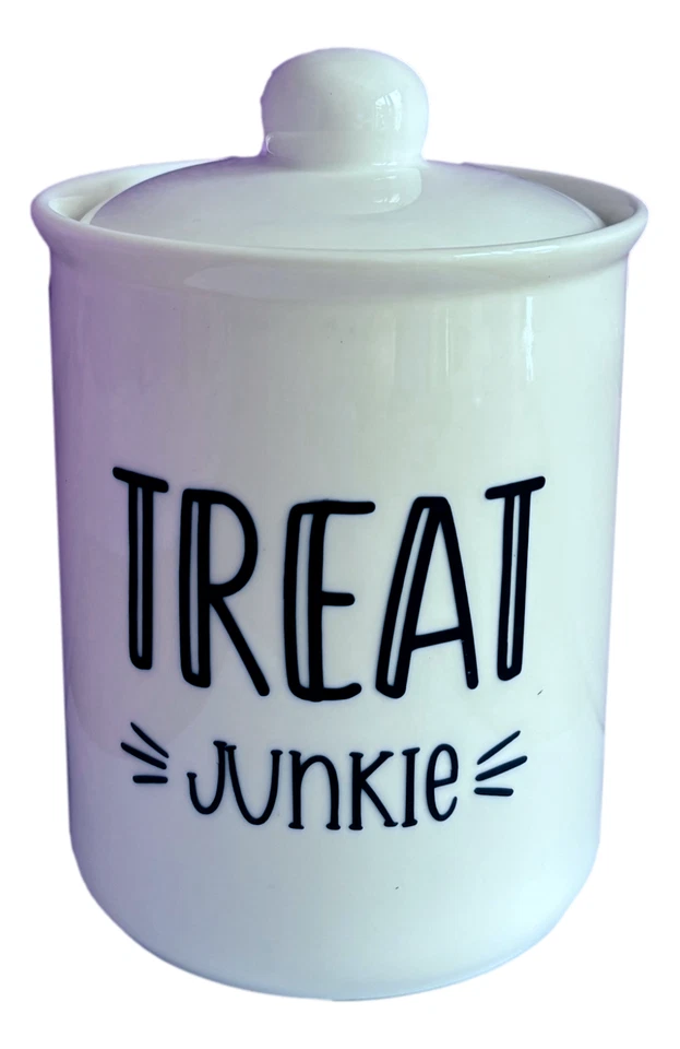 Tarro de golosinas personalizadas para perros ollas de cerámica de porcelana pata blanca y negra Foto 4 de 4