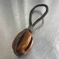 Antique Oak Brass Single Rigging Pulley Maritime Nautical Boat Yacht Loop Cable