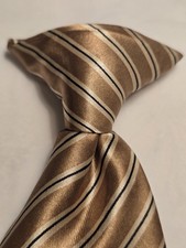 Toddler Boys Tie, Gold Stripe Classic Print Clip-On Neck Tie 11"
