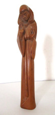 Beautiful Vintage 1950s Hand Carved Olive Wood Virgin Mary. Signed