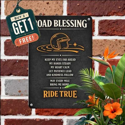 Bikers Prayer Motorcycle Sign Vintage Garage Motor Workshop Metal Tin Plaque