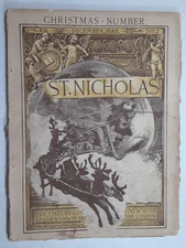 1888 St NICHOLAS Magazine~SANTA CLAUS & Reindeer COVER~Japan Article~CHRISTMAS