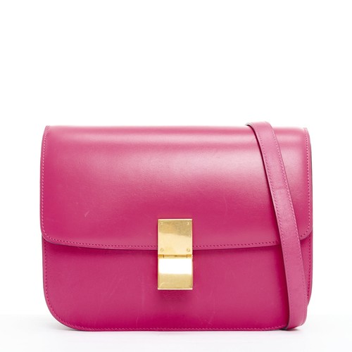 Celine Box Leather Crossbody Bag Women Pink One Size