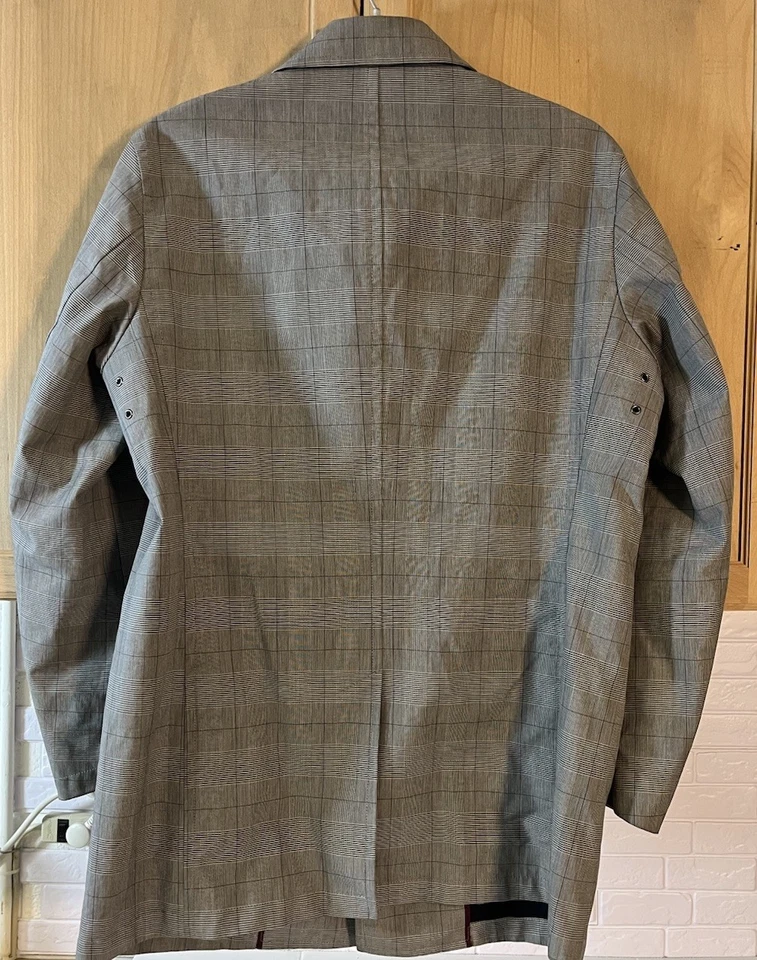 Banana Republic Nylon Black Plaid Rain Coat Lg - Image 2 of 4