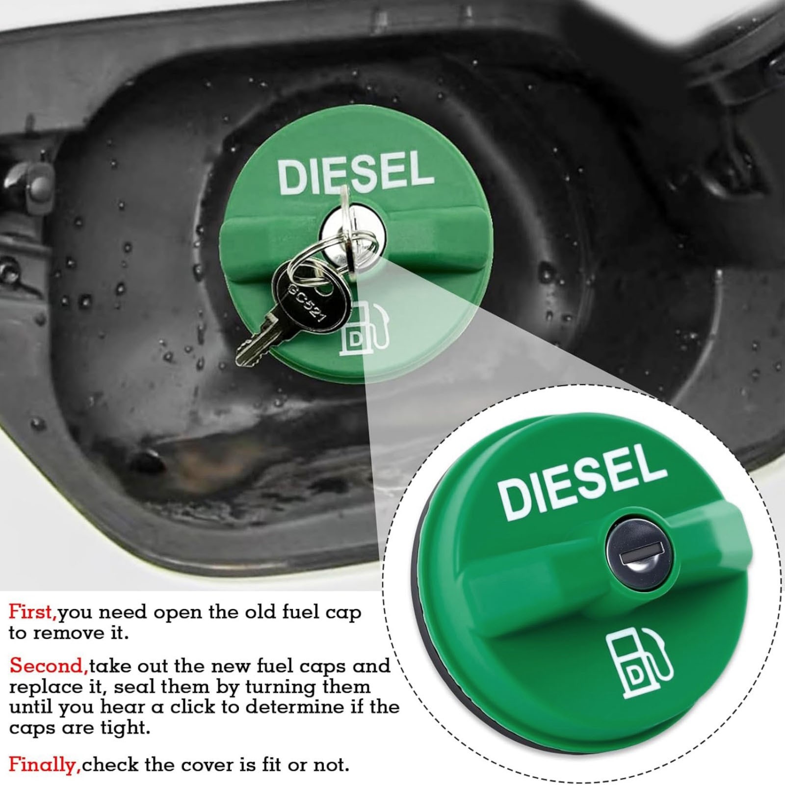 High Quality Locking Diesel Fuel Cap For Chevy Silverado 2500HD 3500HD Vehicles thumbnail 10
