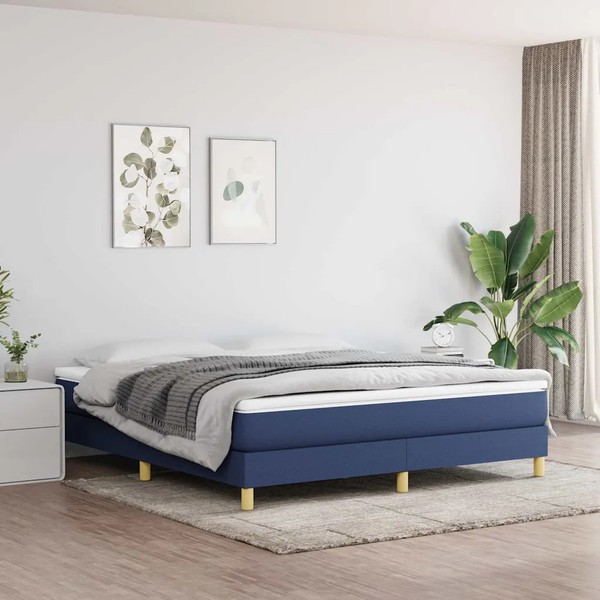 Boxspringbettgestell Blau 160X200 Cm Stoffbezug Stabil-image