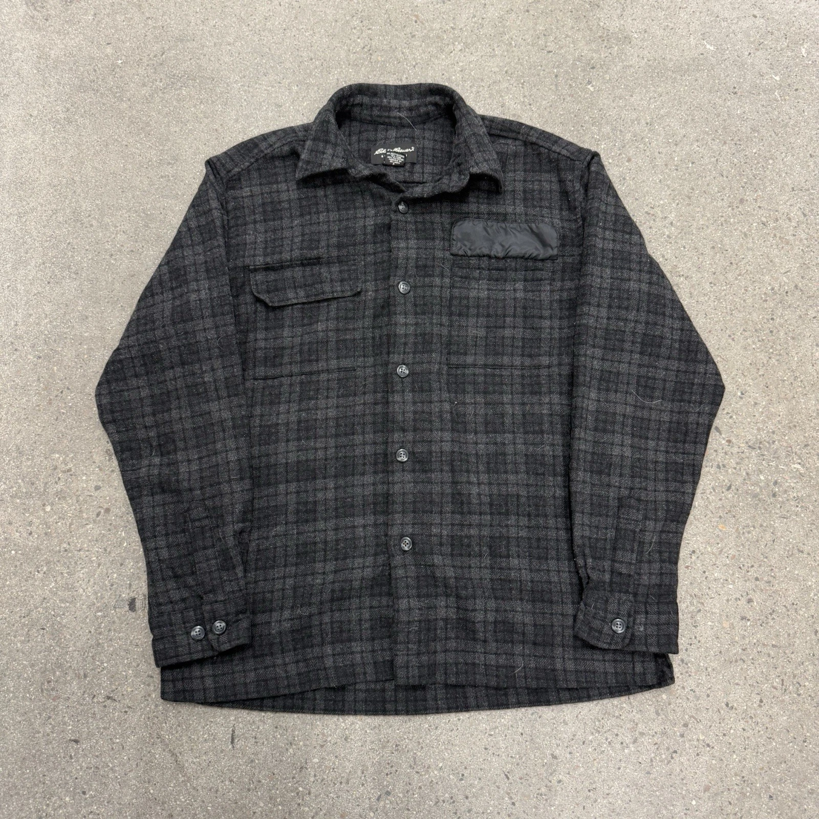 Eddie Bauer Flannel Shirt Plaid Long Sleeve Button Up Size Small Wool Blend