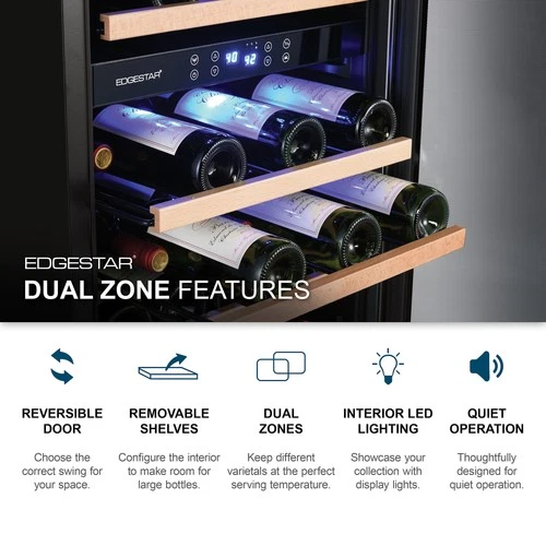 EdgeStar CWR263DZ 15"W 23 Bottle Built-In Dual Zone Wine Cooler - Stainless - Picture 11 of 12
