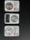 2017 3 U.S. Mint AMERICAN EAGLE SILVER NGC MS70 FIRST DAY OF ISSUE JOHN MERCANTI