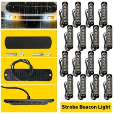 16pcs Car Amberwhite Police Flash Light Dash Emergency Warning Lamp Kit 6led