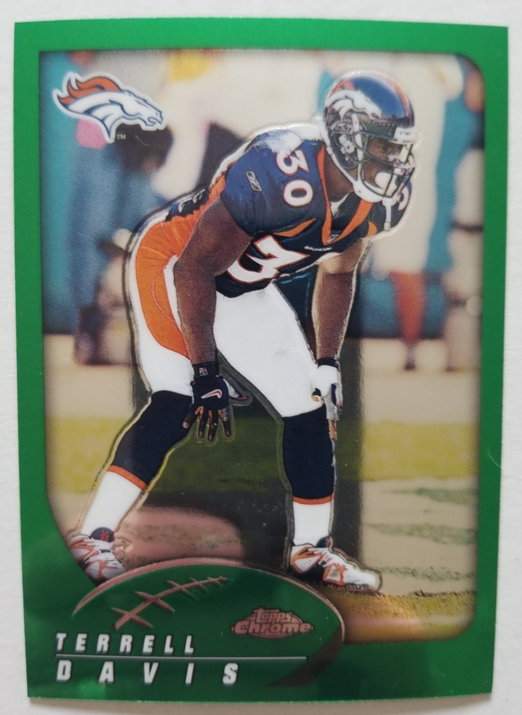 Terrell Davis #110 Football Cards 2002 Topps Chrome trading card — raw and PSA graded price guide