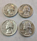 1964-D Washington Quarters 25¢ 90% Silver Coins Lot (Set of 4) Denver Mint # W28