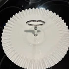 Fenton White Milk Glass Serving Platter Tray Crimped Hobnail Handle Vintage 14”