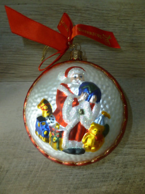 2003 Waterford Blown Glass Holiday Heirlooms FTD Santa Holding World Ornament
