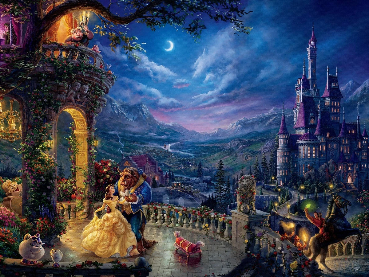 Disney Beauty And The Beast Painting Large Wall Art Framed Canvas Picture  20x30