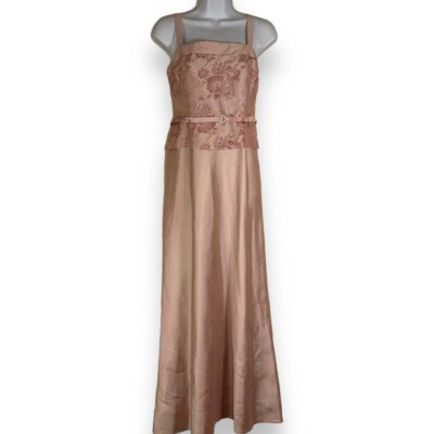 SIZE 6 JESSICA HOWARD BLUSH PINK SATIN FLORAL FORMAL DRESS SLEEVELESS | eBay