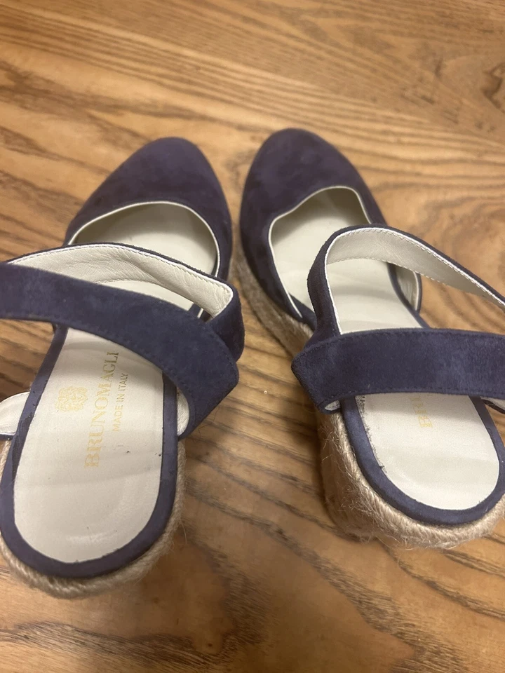 Bruno Magli Mares Platform Espadrille In Navy Suede Size 7 - Изображение 4 из 4