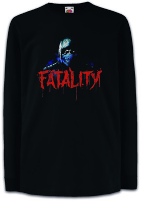 SUB-ZERO FATALITY Kinder Langarm T-Shirt Mortal Scorpion MK Raiden Kombat