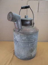 Vintage Galvanized Steel 5 Gal Gas Transfer Can Auto Service Station with Lid
