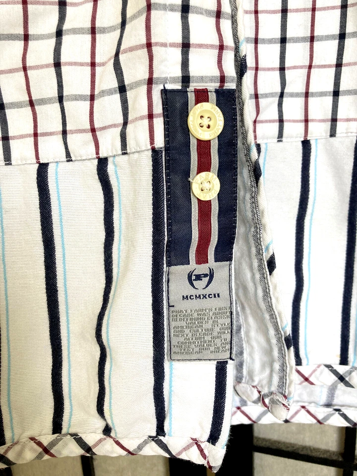 Рубашка хлопковая Phat Farm белая в полоску на пуговицах с длинным рукавом мужская размер XXL - Изображение 4 из 4