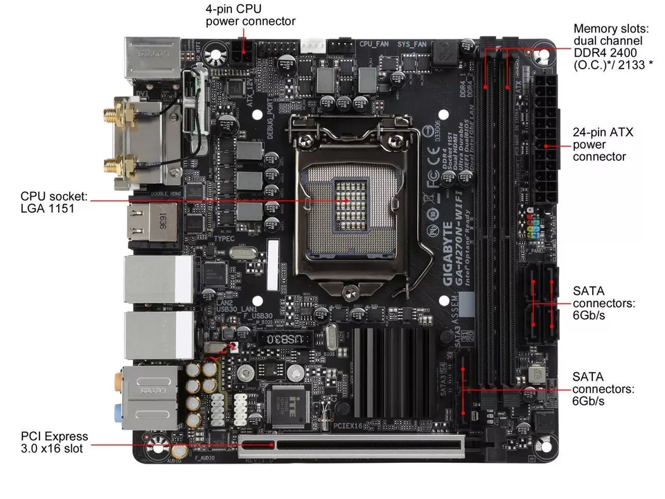 GIGABYTE GA-H270N-WIFI Intel H270 LGA 1151 Intel Mini ITX Motherboards - Image 4 of 4