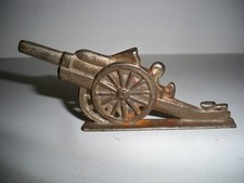 Vintage Grey Iron Greyslip Lead Figure Metal Toy Artillery Cannon WWI Military