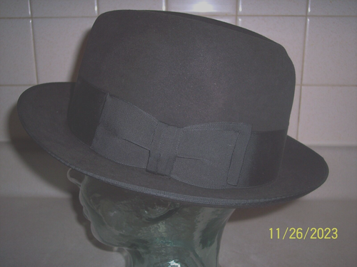 Vintage 50s Excellent Men's Charcoal Gray Dalton Brand Fedora Style Hat 7-1/8 - Picture 5 of 10