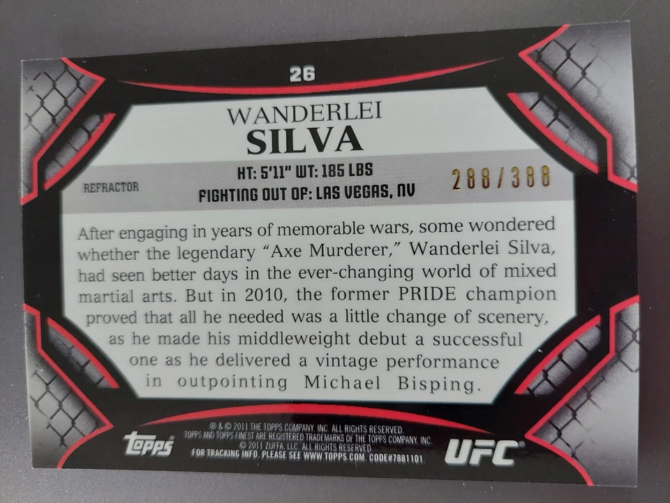 Wanderlei Silva #26 2011 Topps UFC Finest X-Refractor #288/388 - Image 2 of 2