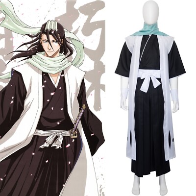 Anime 6th Division Captain Byakuya Kuchiki Cosplay Costume Shinigami Kimono