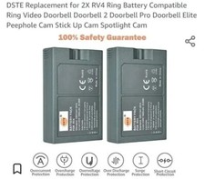 DSTE 2 PK replacement RV4 ring battery comp. Ring Video more see description