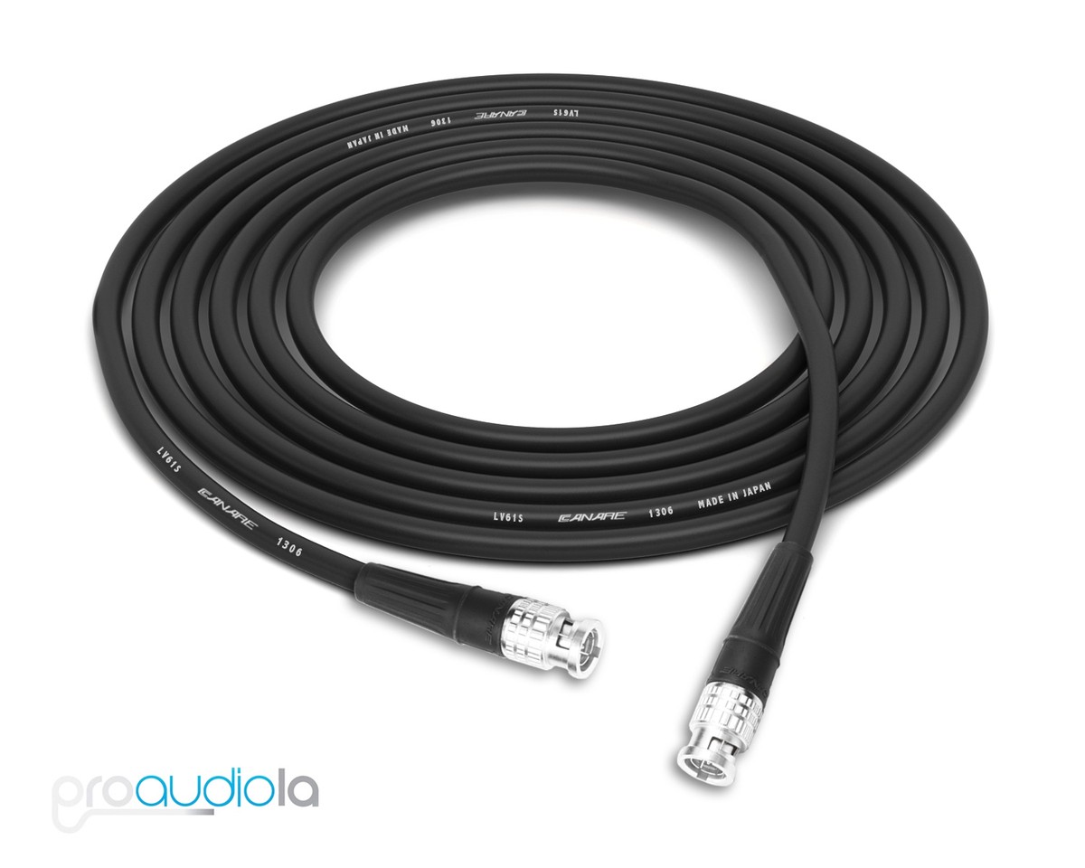 CANARE プロフェッショナルコネクター Canare LV-61S Cable | BNC to BNC 75 Ohm Word Clock Cable | Black