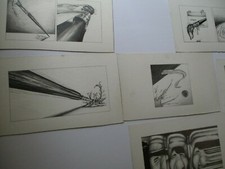 LOT OF DRAWINGS MASTERFUL ILLUSTRATIONS PAINT BRUSH SURREAL MODERNISM VINTAGE