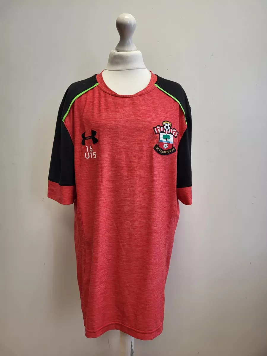 B82 BOYS UNDER ARMOUR RED BLACK SOUTHAMPTON FC U15 FOOTBALL SHIRT UK M