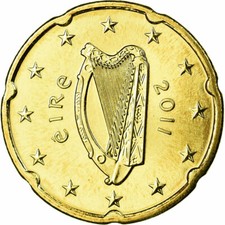 [#699021] REPUBLIKA IRLANDII, 20 Euro Cent, 2011, MS(65-70), Mosiądz, KM:48