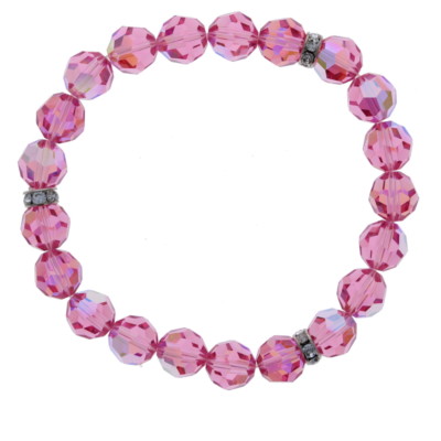 Rose AB Crystal Stretch Bracelet, Hot Pink Elastic Jewelry, Made with Swarovski