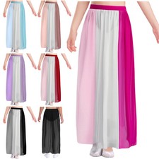 Kids Girls Dancewear Performance Skirt Gymnastics Dress Jazz Practice Flowy