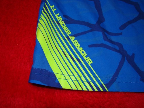 Under Armour Boys Size Large Swim Trunks Shorts Swimwear Royal Blue Neon Yellow - Picture 2 of 5