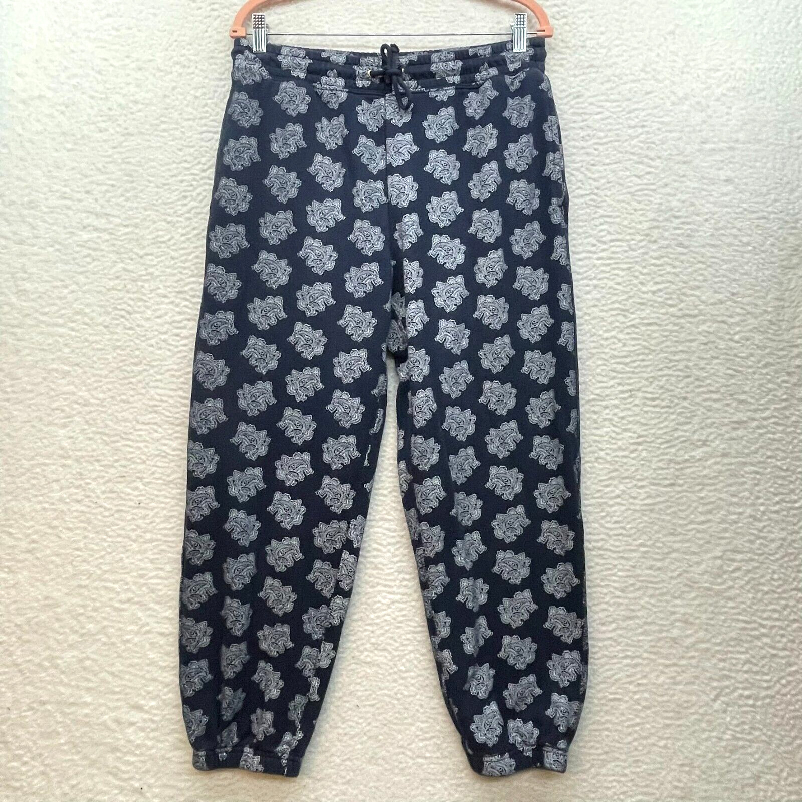 J Crew Joggers Womens Medium Blue White Paisley University Terry
